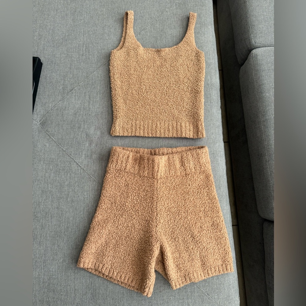 Skims Knit Cozy Set in Camel